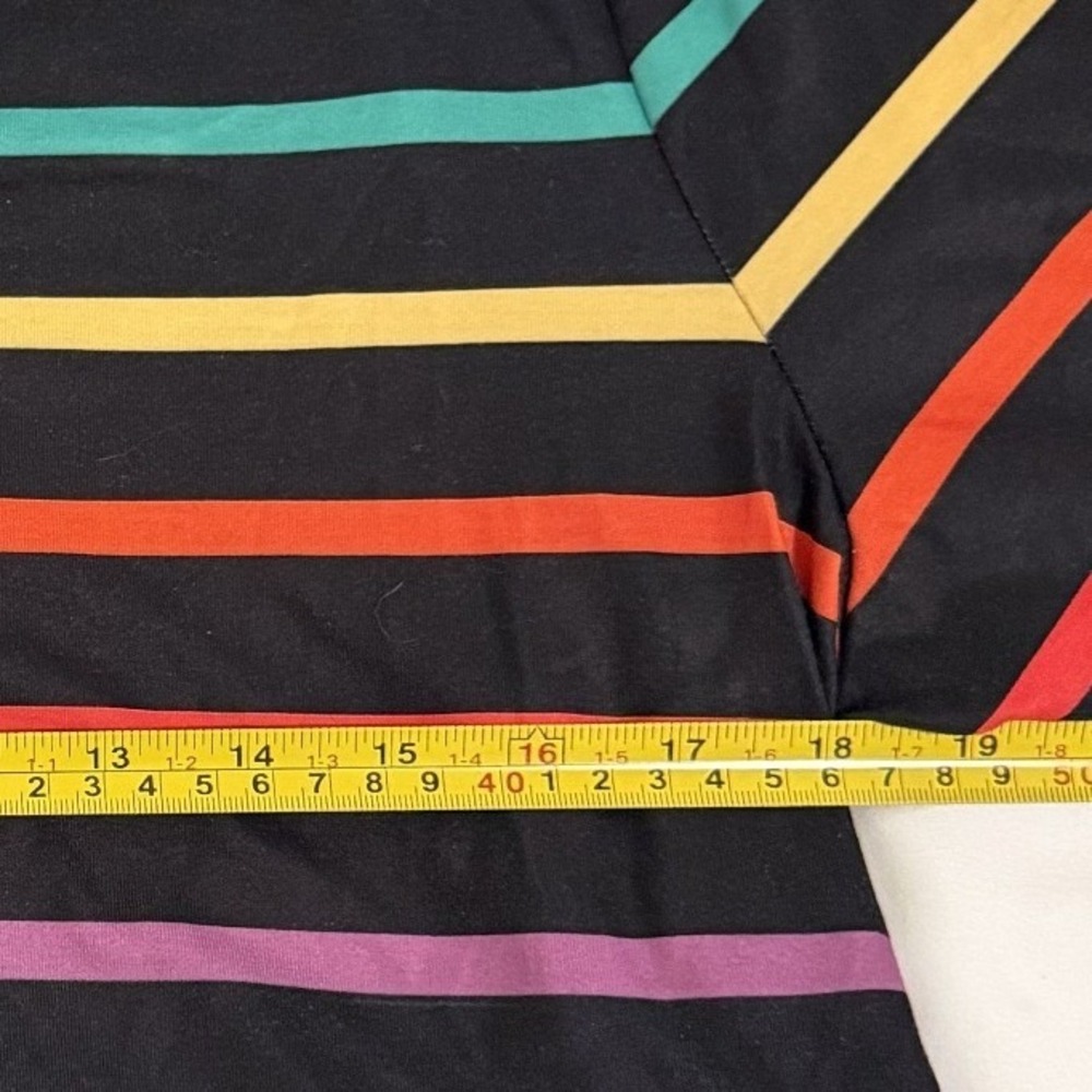 Bloomchic Rainbow Striped Babydoll Tunic Top V-Neck Short Sleeve US 10 NEW‎ - Picture 3 of 9